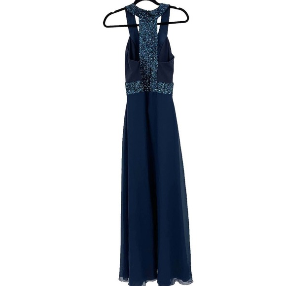 Dress the Population Women's Delani Sequin Crepe Gown Navy Size S NWOT - Picture 5 of 12